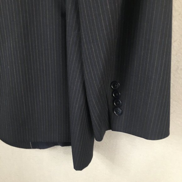 Brooks Brothers Blazer Mens 46R Blue Pinstriped 100% Wool Sport Coat Jacket - Picture 12 of 15